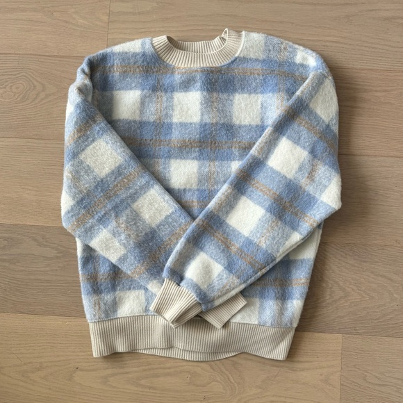 Oak + Fort Oversized Wool Sweater – Blue & Tan (Size S) - Picture 3 of 3